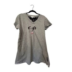 Rene Rofe Pajama Night Gown Sz XL Gray Puppy